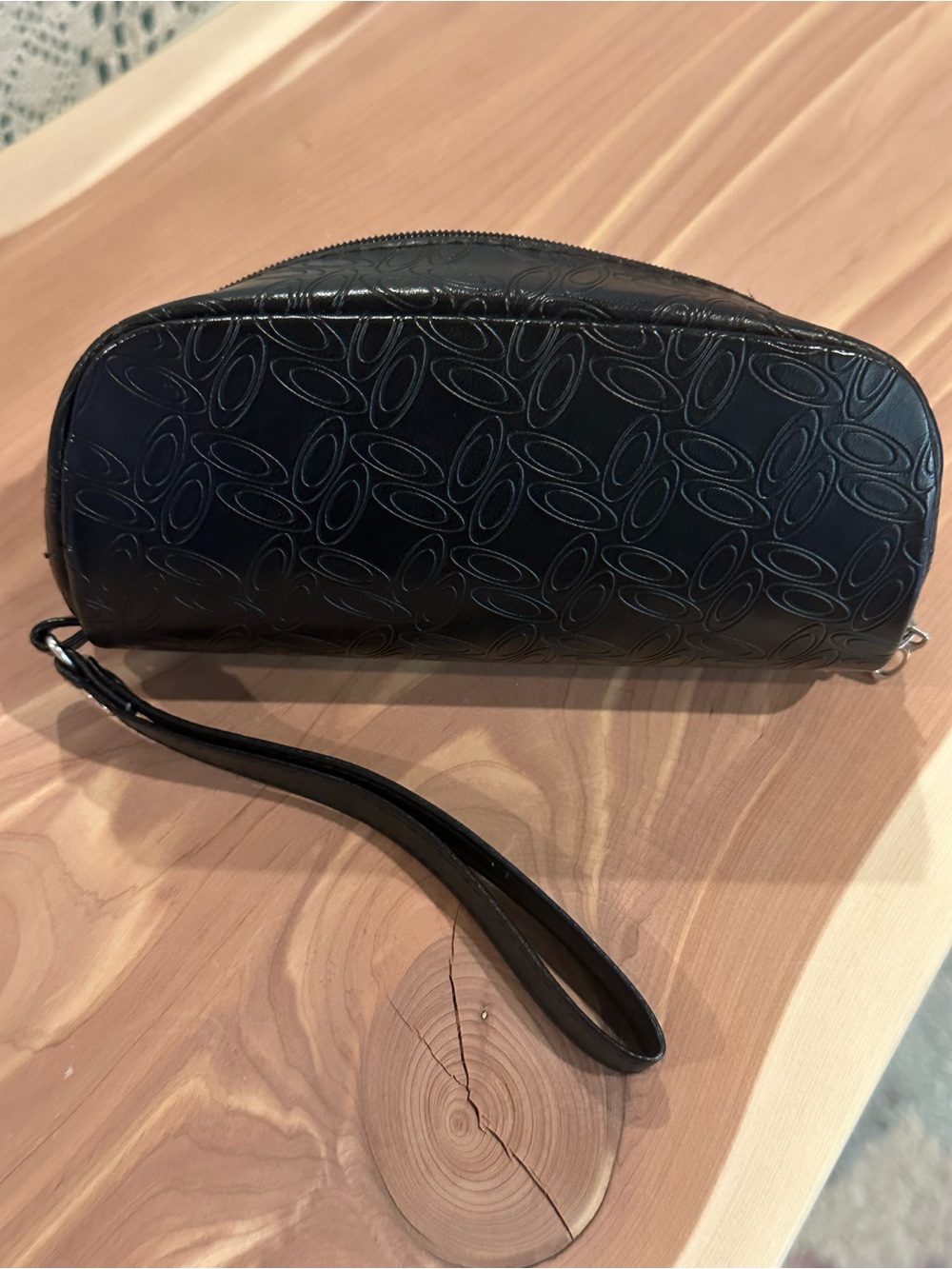 NWT Oakley Black Embossed Soft Sunglasses Case with wrist strap.